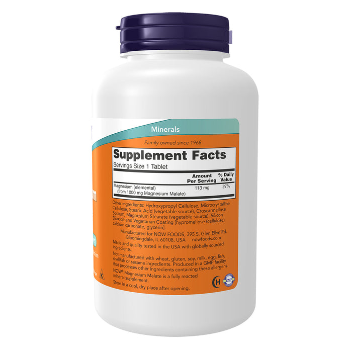 Now Suplemento Alimenticio Malato de Magnesio 1000 mg 180 Tabletas