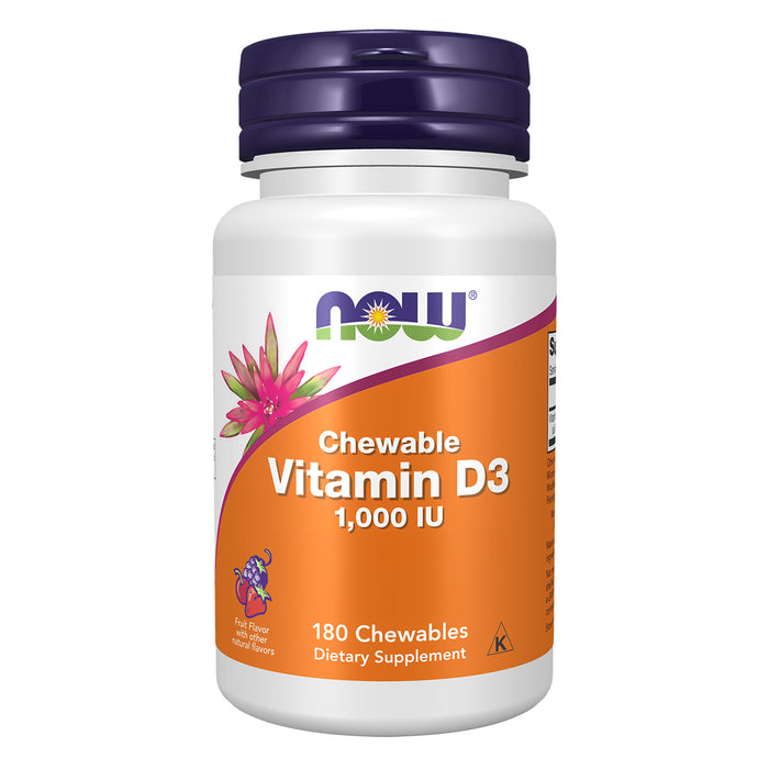 Now Suplemento de Vitamina D3 25mcg, 180 Masticables