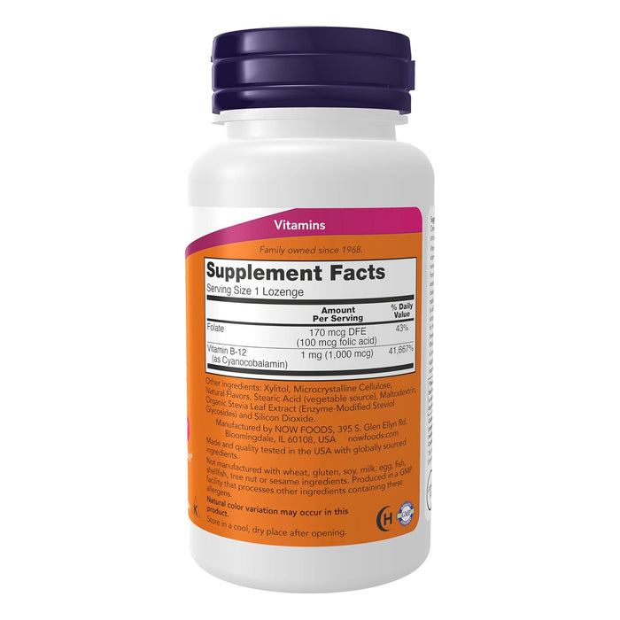 Now Suplemento de Vitamina B-12 1000 mcg 250 Tabletas Masticables