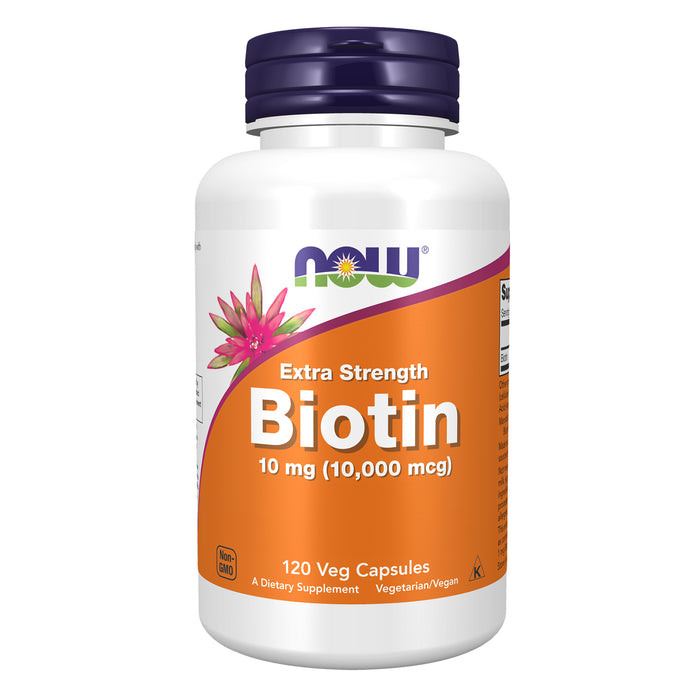 Now Suplemento Biotina Extra Strength 10 mg 120 Cápsulas Vegetales