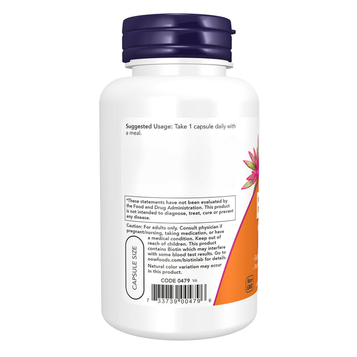 Now Suplemento Biotina Extra Strength 10 mg 120 Cápsulas Vegetales