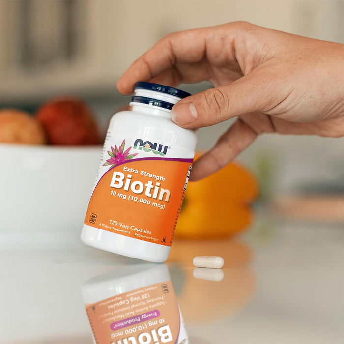 Now Suplemento Biotina Extra Strength 10 mg 120 Cápsulas Vegetales