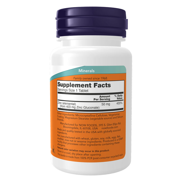 Now Suplemento de Zinc 50 mg 100 Tabletas