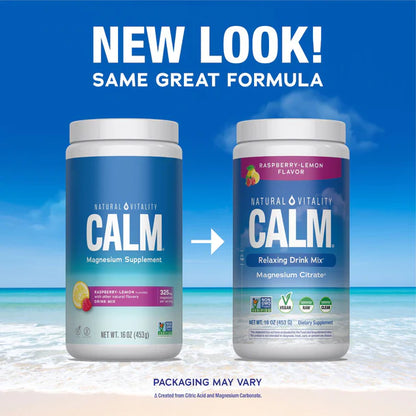 Natural Vitality Calm Suplemento Citrato De Magnesio Sabor Frambuesa Limón 16 Oz 453 G