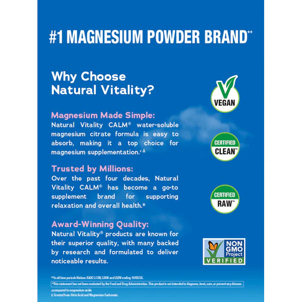 Natural Vitality CALM Suplemento Citrato de Magnesio325mg, 8oz (227g) sabor naranja