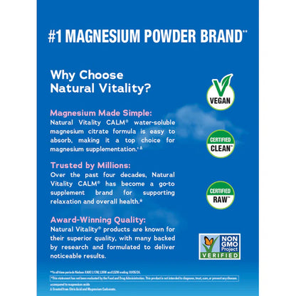 Natural Vitality CALM Suplemento Citrato de Magnesio325mg, 8oz (227g) sabor naranja