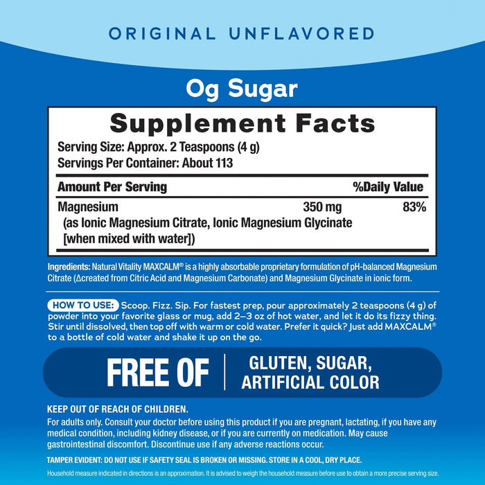 Natural Vitality CALM Suplemento Citrato de Magnesio, 16 oz (453g) sin sabor