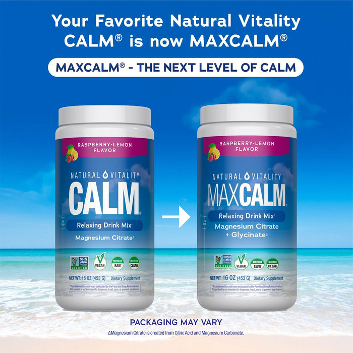 Natural Vitality Calm Suplemento Citrato De Magnesio Sabor Frambuesa Limón 453 G