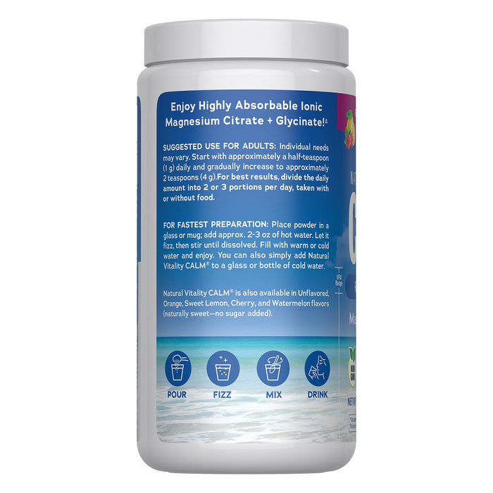 Natural Vitality Calm Suplemento Citrato De Magnesio Sabor Frambuesa Limón 453 G
