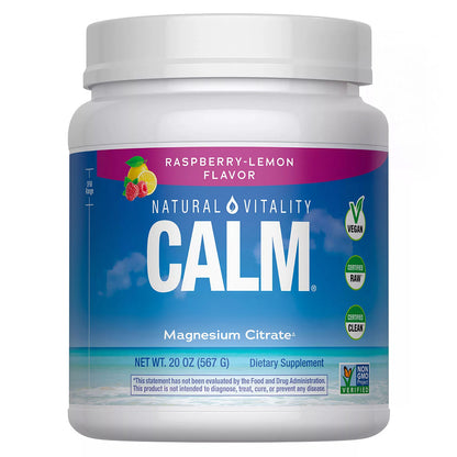 Natural Vitality CALM Suplemento de Magnesio, 20oz Sabor Limón Frambuesa