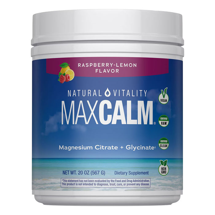 Natural Vitality CALM Suplemento de Magnesio, 20oz Sabor Limón Frambuesa