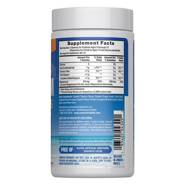 Natural Vitality CALM Suplemento Citrato de Magnesio 330mg, 60 Gomitas sabor naranja