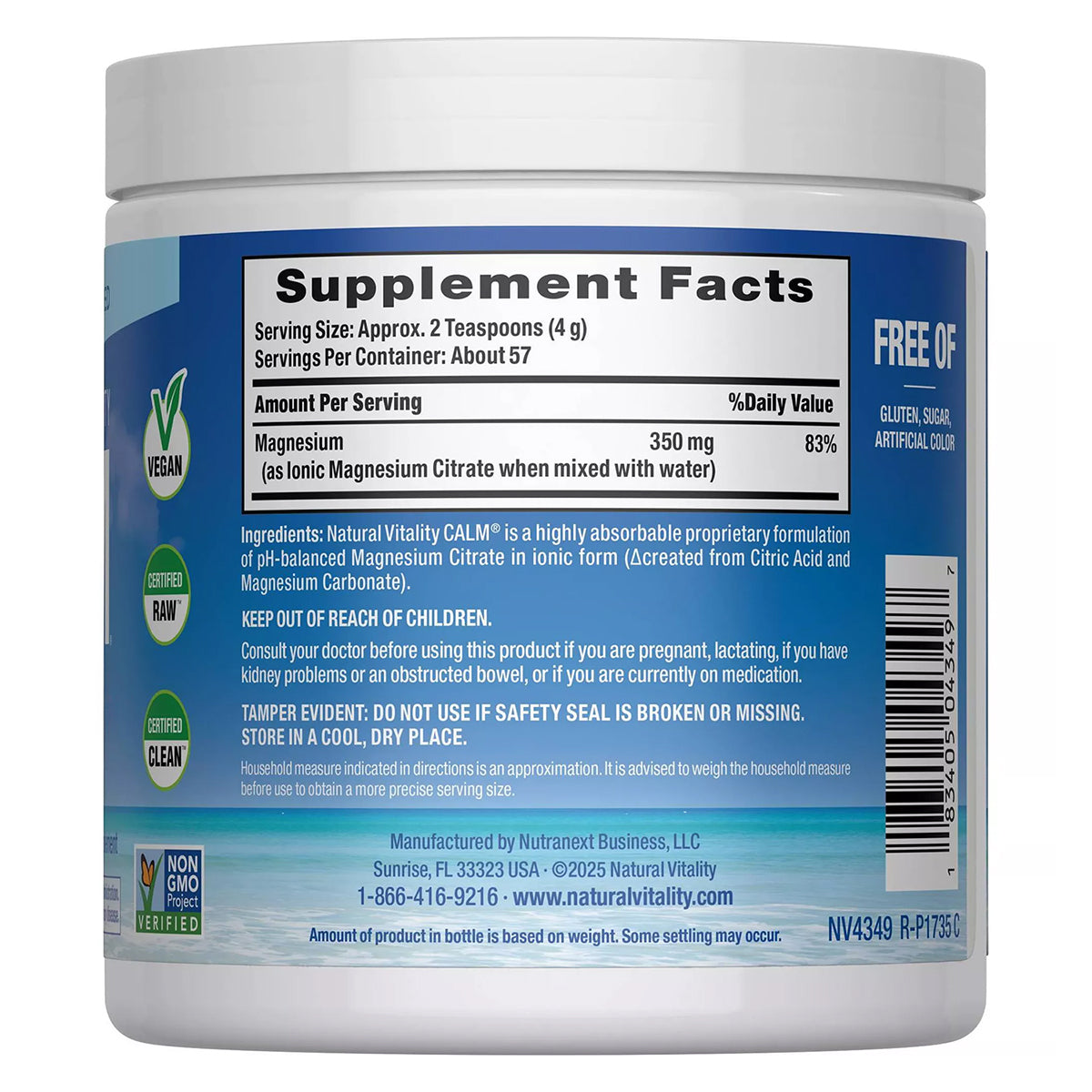 Natural Vitality CALM Suplemento de Magnesio, 8oz (227g) sin sabor