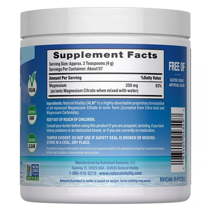 Natural Vitality CALM Suplemento de Magnesio, 8oz (227g) sin sabor