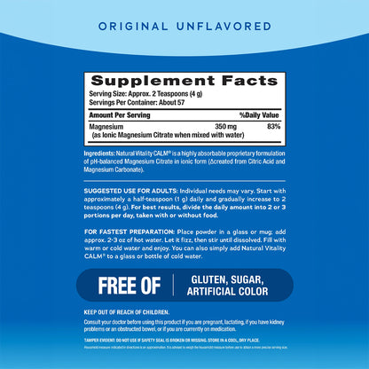Natural Vitality CALM Suplemento de Magnesio, 8oz (227g) sin sabor