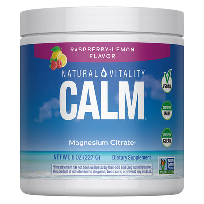 Natural Vitality CALM Suplemento de Citrato Magnesio, 8 oz (227g) sabor frambuesa - limón