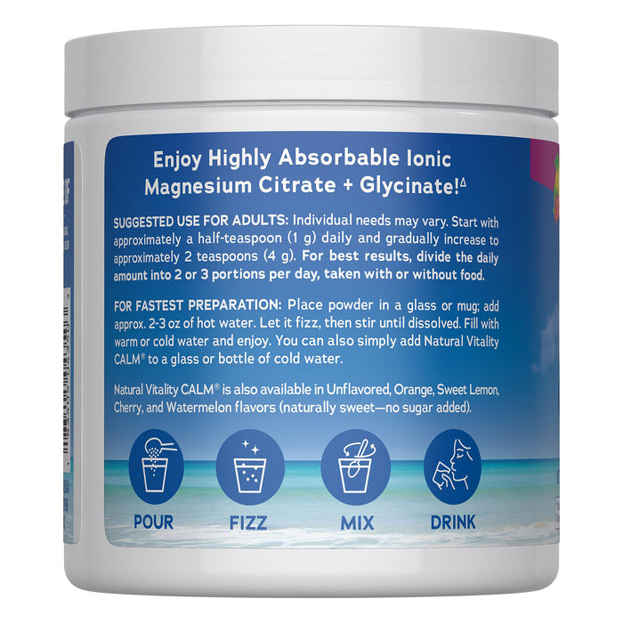 Natural Vitality CALM Suplemento de Citrato Magnesio, 8 oz (227g) sabor frambuesa - limón