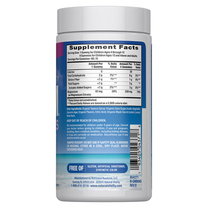 Natural Vitality CALM Suplemento Citrato de Magnesio 330mg, 60 Gomitas Sabor Frambuesa Limón