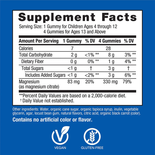 Natural Vitality CALM Suplemento Citrato de Magnesio 330mg, 60 Gomitas Sabor Frambuesa Limón