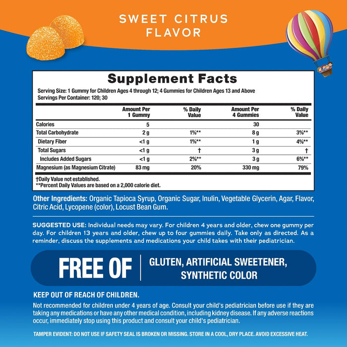Natural Vitality CALM KIDS Citrato de Magnesio para niños, 120 gomitas sabor naranja