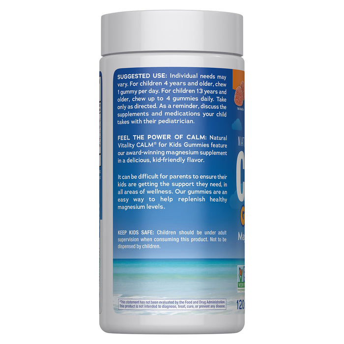 Natural Vitality CALM KIDS Citrato de Magnesio para niños, 120 gomitas sabor naranja