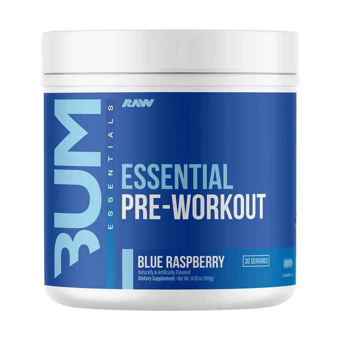 Raw CBUM Essential Pre-Entrenamiento Sabor Blue Raspberry, 30 servicios 420g