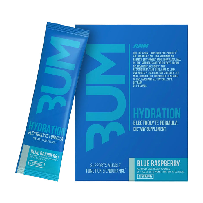 RAW Nutrition Electrolitos en Polvo BUM Hydrate – Sabor Frambuesa Azul 20 Porciones