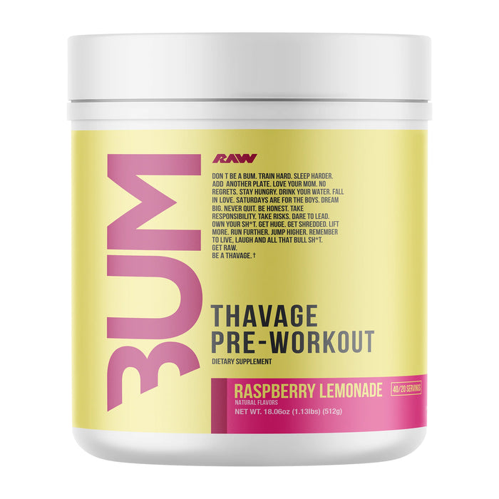 Raw CBUM Thavage Pre-Entrenamiento Sabor Raspberry Lemonade, 40 Servicios