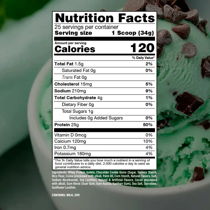 Raw CBUM Whey Isolate Proteina Sabor Mint Chip Ice Cream, 25 servicios (835 g)