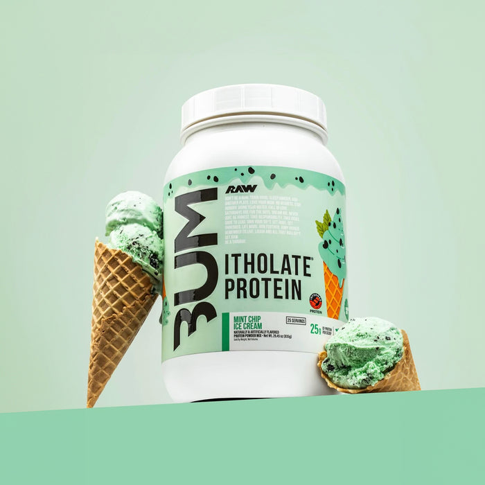 Raw CBUM Whey Isolate Proteina Sabor Mint Chip Ice Cream, 25 servicios (835 g)