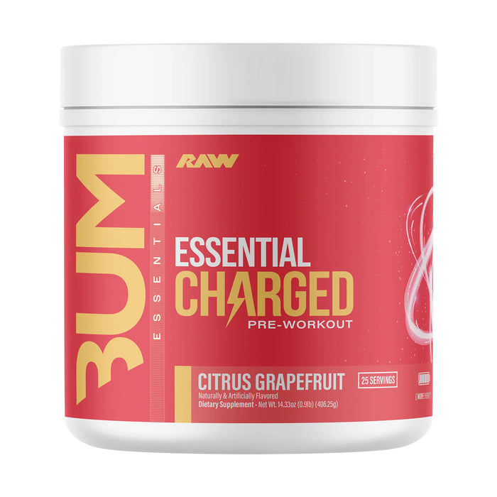 RAW Nutrition Essential Charged Pre-Workout – 487.5 g (25 Servicios) Sabor Pomelo Cítrico
