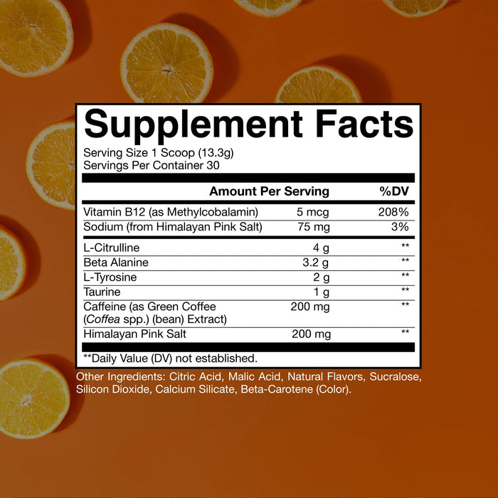 Raw CBUM Suplemento de Pre-Entrenamiento – Sabor Naranja, 399 g