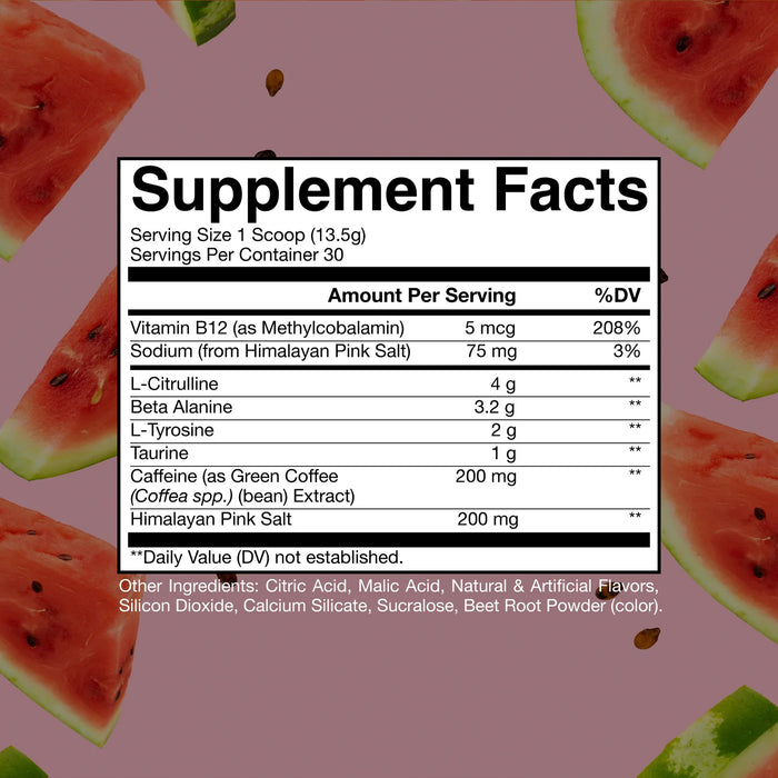 Raw CBUM Pre-Entrenamiento Sabor Sandía, 405 g