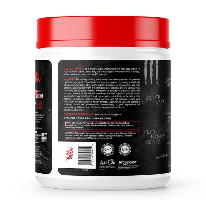 RAW Nutrition CBUM Thavage Pre-Entrenamiento Christopher’s Secret Stuff – 40 Servicios Sabor Tastes Like Winning