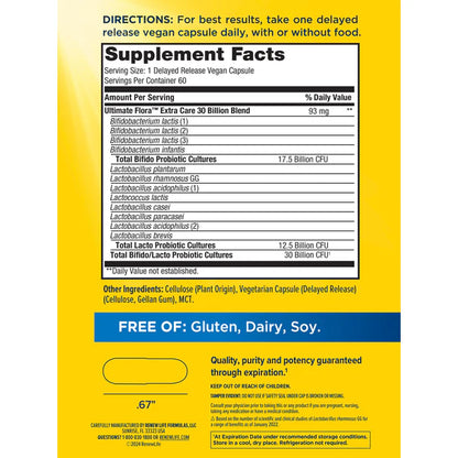 Renew Life Ultimate Flora Extra Care Probiótico 30 Mil Millones, 50 cápsulas