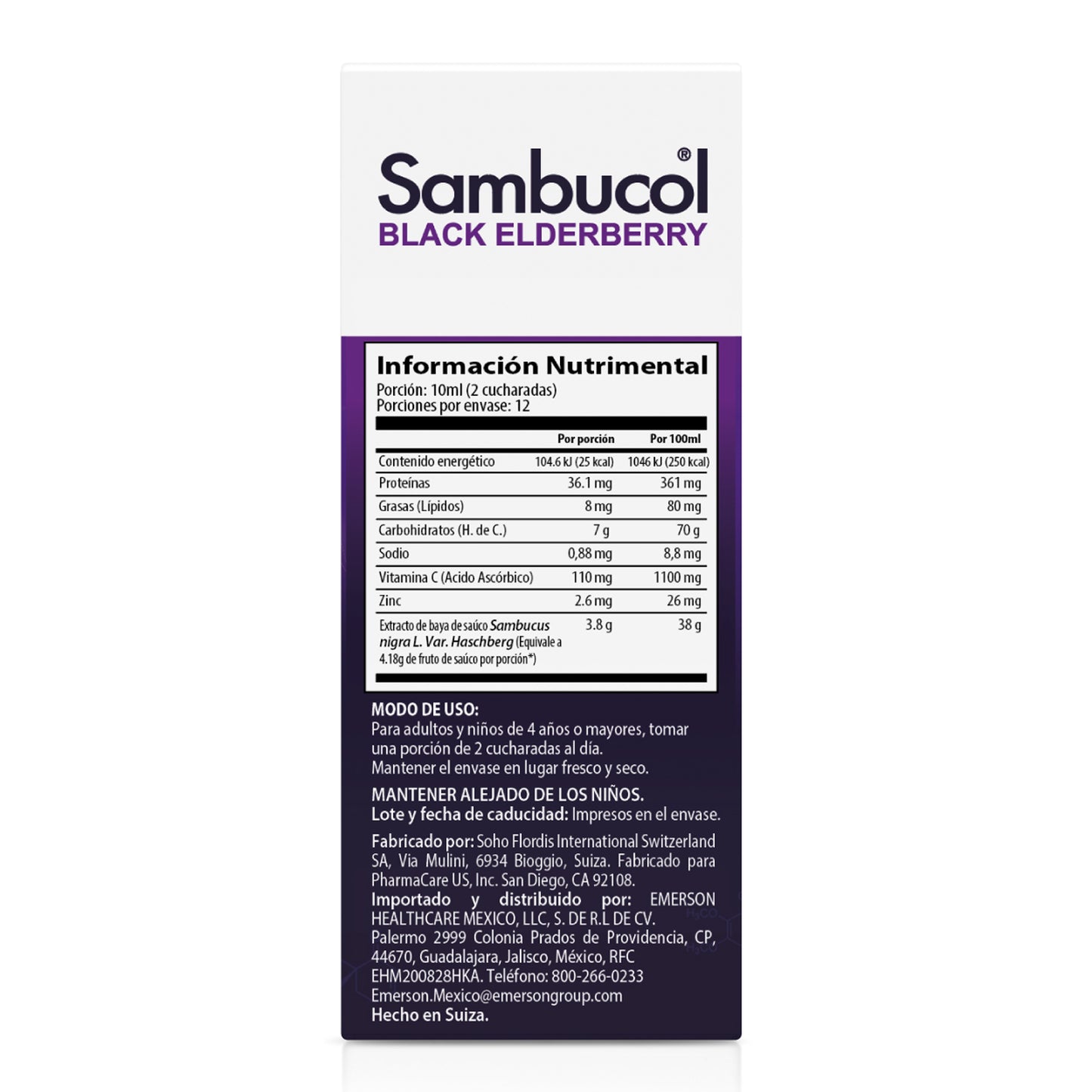 Sambucol Jarabe de saúco negro con zinc y vitamina C para adultos, líquido de saúco – 120ml (4 fl oz)