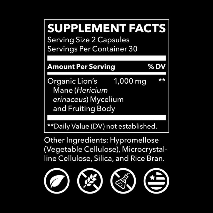 LifeSeasons Suplemento Alimenticio Hongo Melena de León 1000 mg, 60 Cápsulas