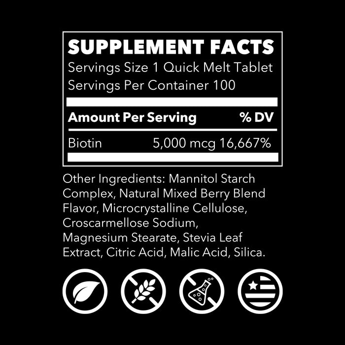 Lifeseasons Suplemento Alimenticio de Biotina 5000 mcg, 100 Cápsulas