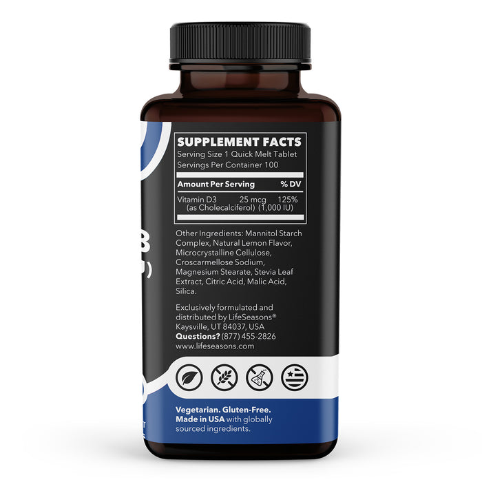 Lifeseasons Suplemento de Vitamina D3 25 mcg, 60 Cápsulas