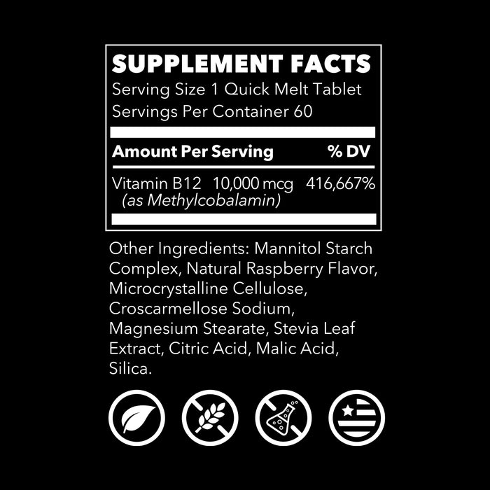 Lifeseasons Suplemento de Vitamina B12 10,000 mcg,  60 Cápsulas