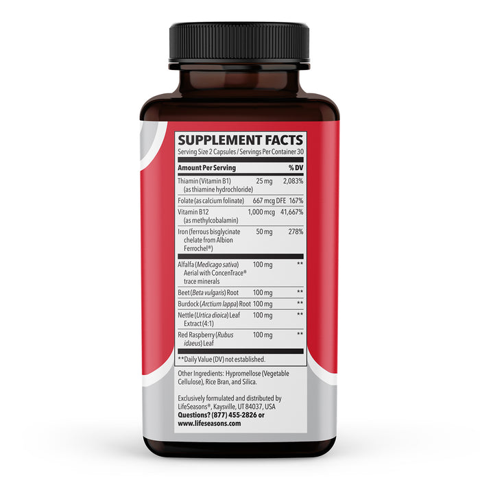 LifeSeasons Suplemento Alimenticio  Blood Nourish-R, 60 Cápsulas