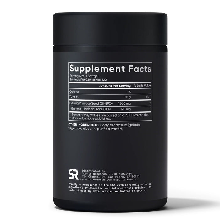 Sports Research Aceite de Onagra Prensado en Frío, 1300 mg, 120 Cápsulas Blandas Líquidas