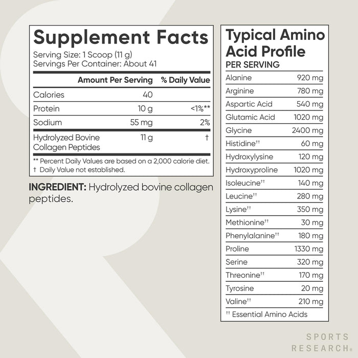 Sports Research Péptidos de Colágeno Powder, 16 oz sin sabor