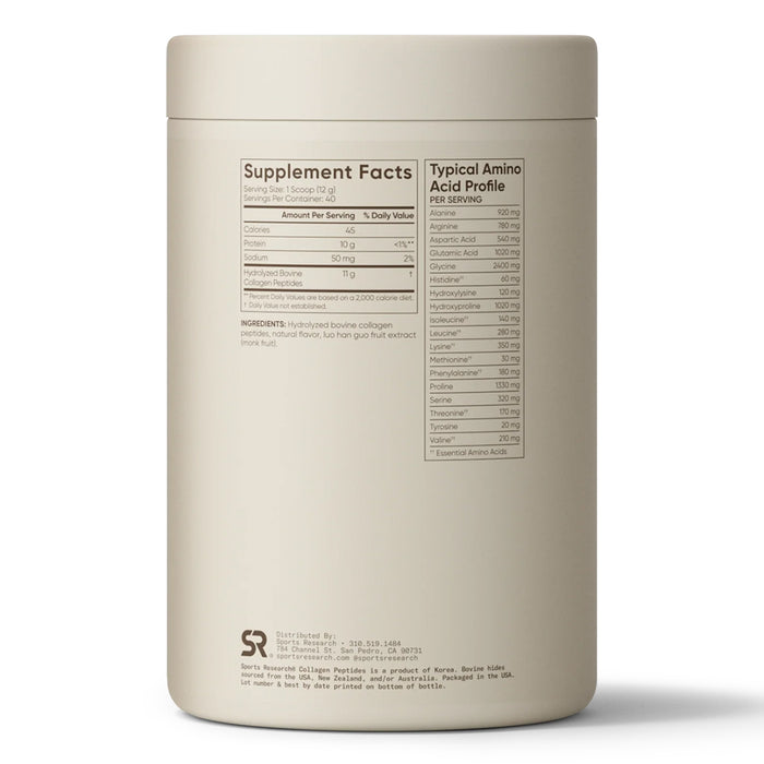 Sports Research Péptidos de Colágeno en Polvo, 480 g Sabor Vainilla
