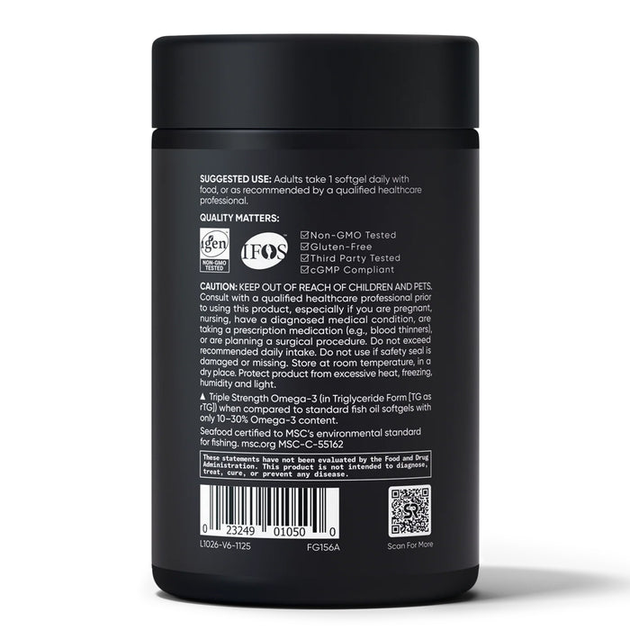 Sports Research Omega‑3 Fish Oil 1250 mg Triple Strength, 180 Cápsulas Blandas