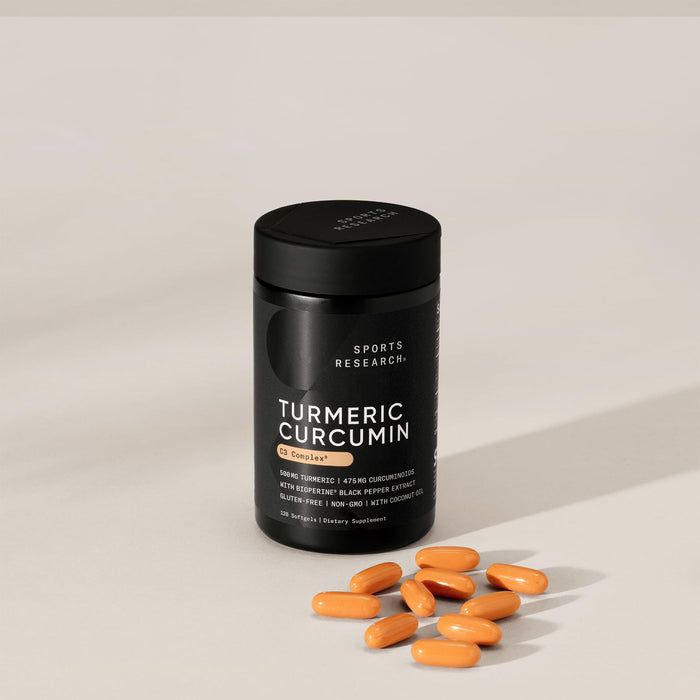 Sports Research Cúrcuma Curcumina C3 Complex 500 mg con BioPerine y Aceite de Coco, 120 Cápsulas