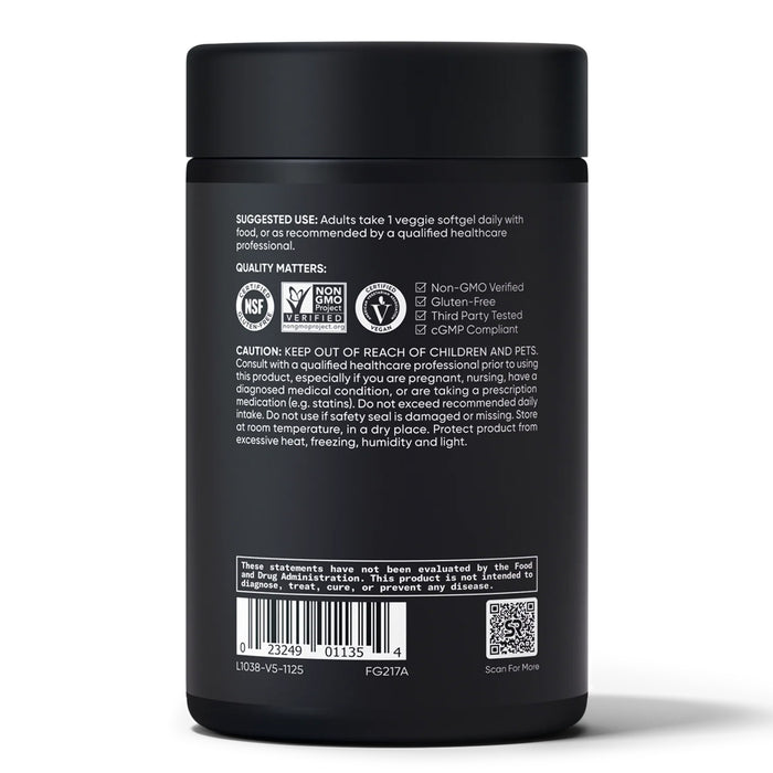 Sports Research Suplemento CoQ10 100 mg, con Aceite de Coco y BioPerine®, 120 Cápsulas Blandas Vegetales