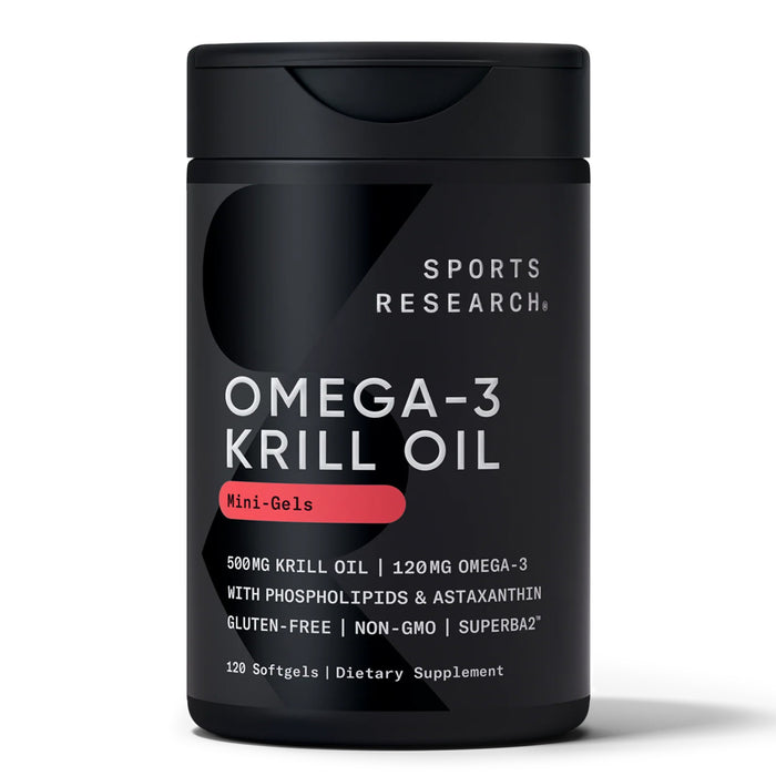 Sports Research Aceite de Krill Antártico con Omega‑3 EPA & DHA + Astaxantina, 120 Mini Softgels