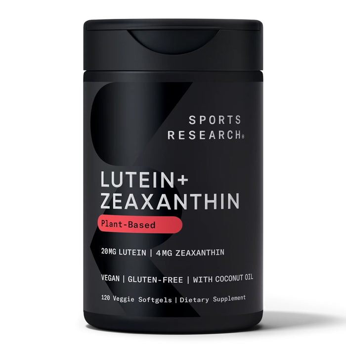 Sports Research Suplemento Luteína Vegana + Zeaxantina 20 mg con Aceite de Coco Orgánico, 120 Cápsulas Blandas Vegetarianas