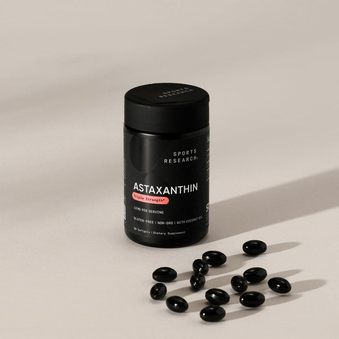 Sports Research Suplemento Astaxantina Triple Fuerza 12 mg con Aceite de Coco Orgánico, 60 Cápsulas Blandas